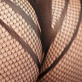 Le Désir Sexy Nettmønstret Bodystocking med Korsettdesign og Åpen Rygg - Plus Size