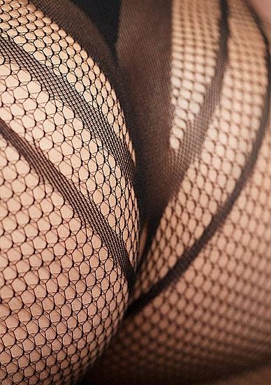 Le Désir Sexy Nettmønstret Bodystocking med Korsettdesign og Åpen Rygg - Plus Size