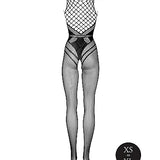 Le Désir Sexy Nettmønstret Bodystocking med Korsettdesign og Åpen Rygg - One Size