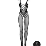 Le Désir Sexy Nettmønstret Bodystocking med Korsettdesign og Åpen Rygg - One Size