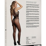 Le Désir Sexy Nettmønstret Bodystocking med Korsettdesign og Åpen Rygg - One Size