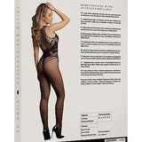 Le Désir Sexy Nettmønstret Bodystocking med Korsettdesign og Åpen Rygg - One Size