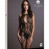 Le Désir Elegant Bodystocking med Kryssende Halslinje - One Size