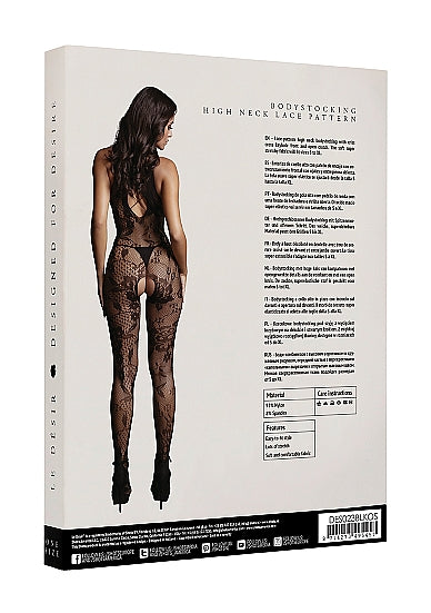 Le Désir Elegant Bodystocking med Kryssende Halslinje - One Size