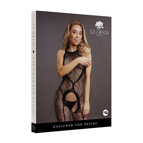 Le Désir Leopardmønstret Halterneck Bodystocking - One Size
