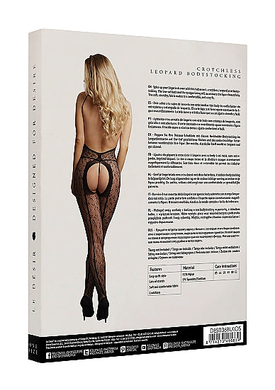 Le Désir Leopardmønstret Halterneck Bodystocking - One Size