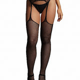 Le Désir Fishnet and Lace Garterbelt Stockings - One Size - Sort