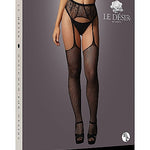 Le Désir Fishnet and Lace Garterbelt Stockings - One Size - Sort