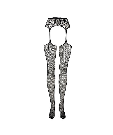 Le Désir Fishnet and Lace Garterbelt Stockings - One Size - Sort