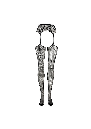 Le Désir Fishnet and Lace Garterbelt Stockings - One Size - Sort