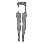 Le Désir Fishnet and Lace Garterbelt Stockings - One Size - Sort
