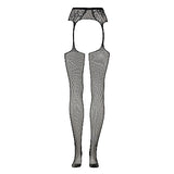 Le Désir Fishnet and Lace Garterbelt Stockings - One Size - Sort