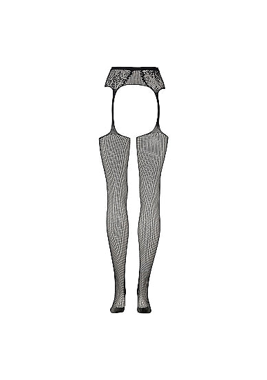 Le Désir Fishnet and Lace Garterbelt Stockings - One Size - Sort