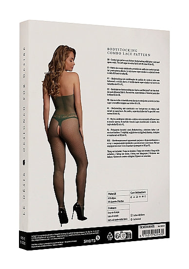 Le Désir Forførende Smaragdgrønn Fishnet og Blonde Bodystocking - One Size