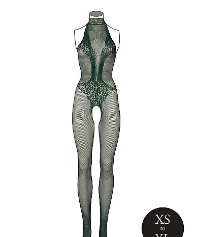 Le Désir Forførende Smaragdgrønn Fishnet og Blonde Bodystocking - One Size