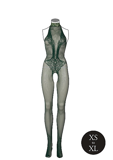 Le Désir Forførende Smaragdgrønn Fishnet og Blonde Bodystocking - One Size