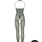 Le Désir Forførende Smaragdgrønn Fishnet og Blonde Bodystocking - One Size