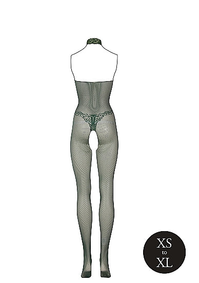 Le Désir Forførende Smaragdgrønn Fishnet og Blonde Bodystocking - One Size