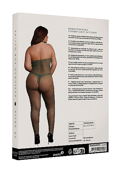 Le Désir Forførende Smaragdgrønn Fishnet og Blonde Bodystocking- Plus Size