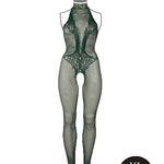 Le Désir Forførende Smaragdgrønn Fishnet og Blonde Bodystocking- Plus Size