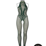 Le Désir Forførende Smaragdgrønn Fishnet og Blonde Bodystocking- Plus Size