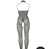 Le Désir Forførende Smaragdgrønn Fishnet og Blonde Bodystocking- Plus Size