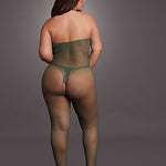 Le Désir Forførende Smaragdgrønn Fishnet og Blonde Bodystocking- Plus Size