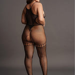 Le Désir Frekk Bodystocking i Fishnet og Fence Net - Plus Size