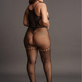 Le Désir Frekk Bodystocking i Fishnet og Fence Net - Plus Size