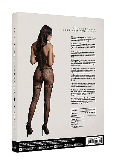 Le Désir Frekk Bodystocking i Fishnet og Fence Net - One Size