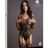 Le Désir Fishnet and Lace Teddy med Strømper - One Size