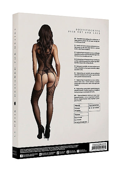Le Désir Fishnet and Lace Teddy med Strømper - One Size