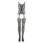 Le Désir Fishnet and Lace Teddy med Strømper - One Size