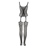 Le Désir Fishnet and Lace Teddy med Strømper - One Size