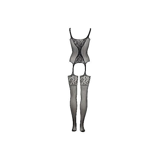 Svart Le Désir fishnet og blonde teddy med integrerte strømper, one size.