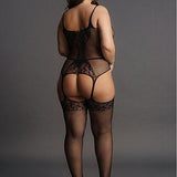 Le Désir Fishnet and Lace Teddy med Strømper - Plus Size