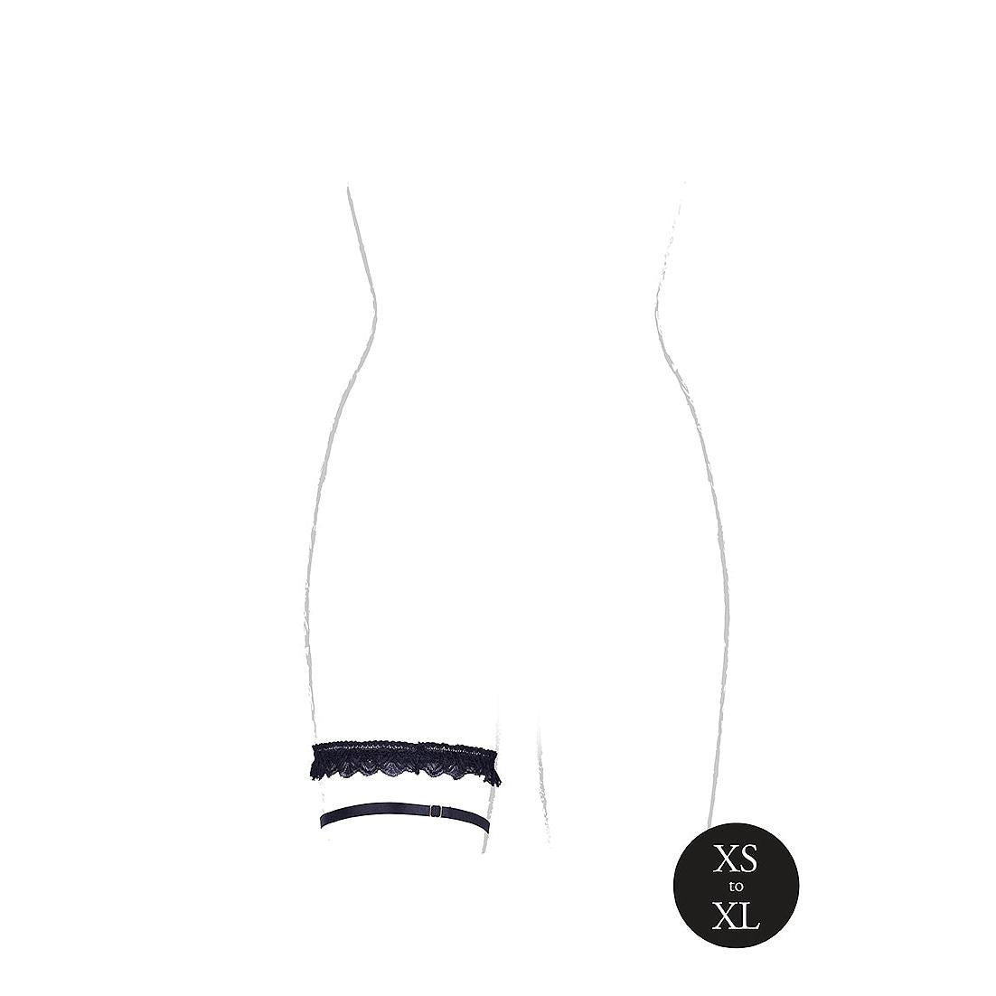 Svart Le Désir Celeste elastisk blonde garter med gulljustering, one size XS-XL.