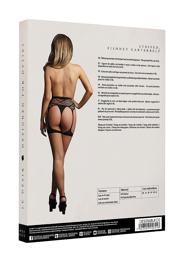 Le Désir Striped, Fishnet Garterbelt - One Size