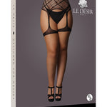 Le Désir Striped, Fishnet Garterbelt - Plus Size