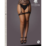 Le Désir Striped, Fishnet Garterbelt - Plus Size