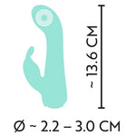 Mintgrønn Cuties Little Rabbit vibrator i silikon, 13.6 cm lang, med G-punkt og klitorisstimulator.