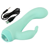 Mintgrønn Cuties Little Rabbit vibrator i silkemyk silikon med USB-ladekabel.