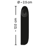 Svart Sweet Smile klitorisvibrator med mål på 12 cm lengde og 2.5 cm diameter.