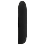 Svart, kompakt Sweet Smile klitorisvibrator i silikon med avrundet tupp og kontrollknapp.