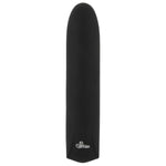 Sweet Smile svart silikon klitorisvibrator med avrundet tupp og logo.