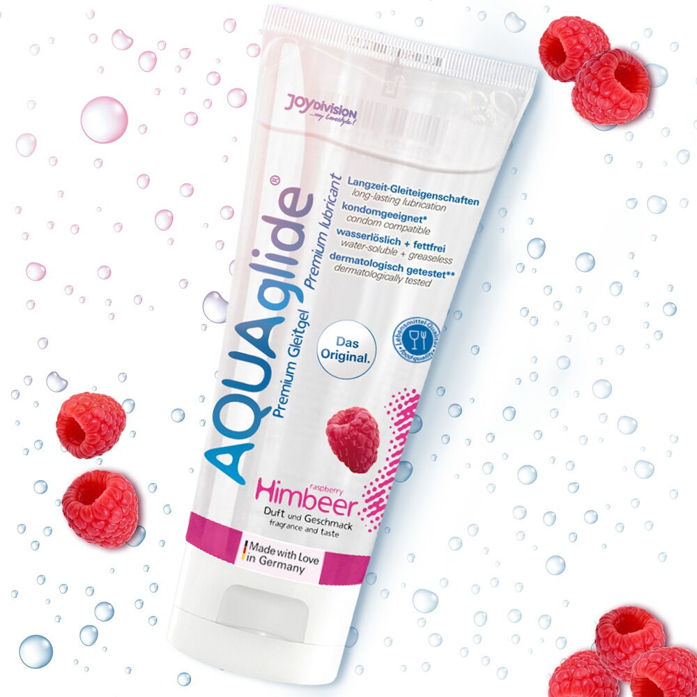 AQUAglide Glidemiddel med smak av Bringebær 100 ml