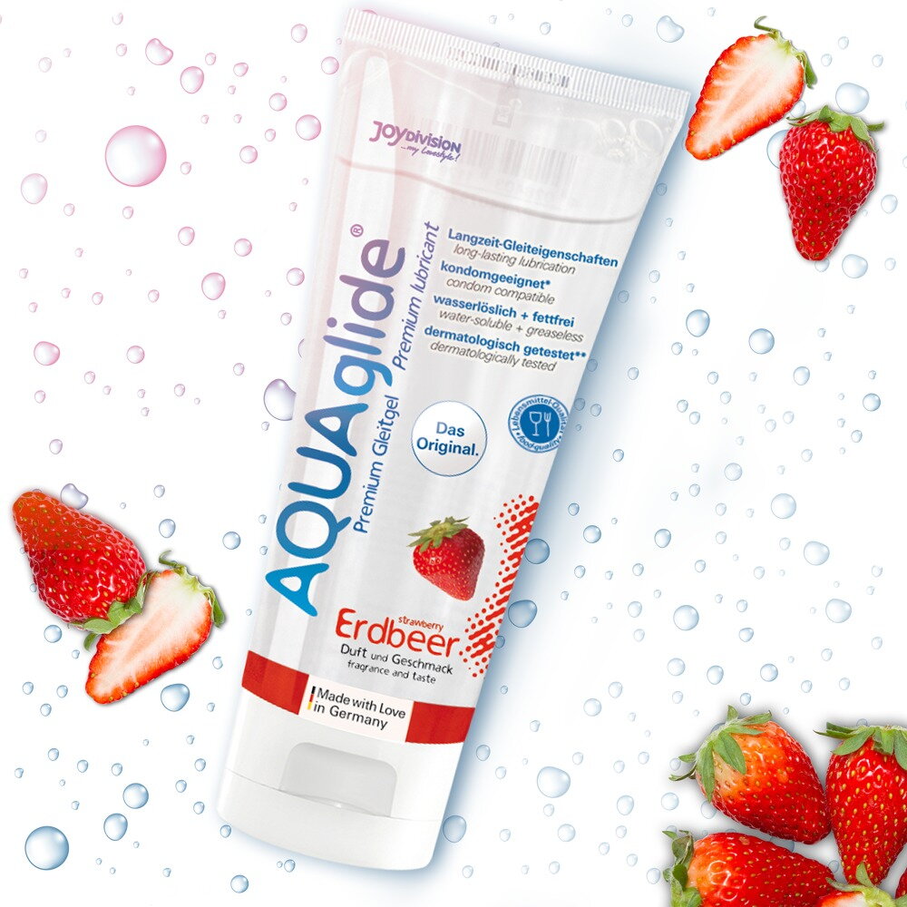 AQUAglide Glidemiddel med smak av Jordbær 100 ml