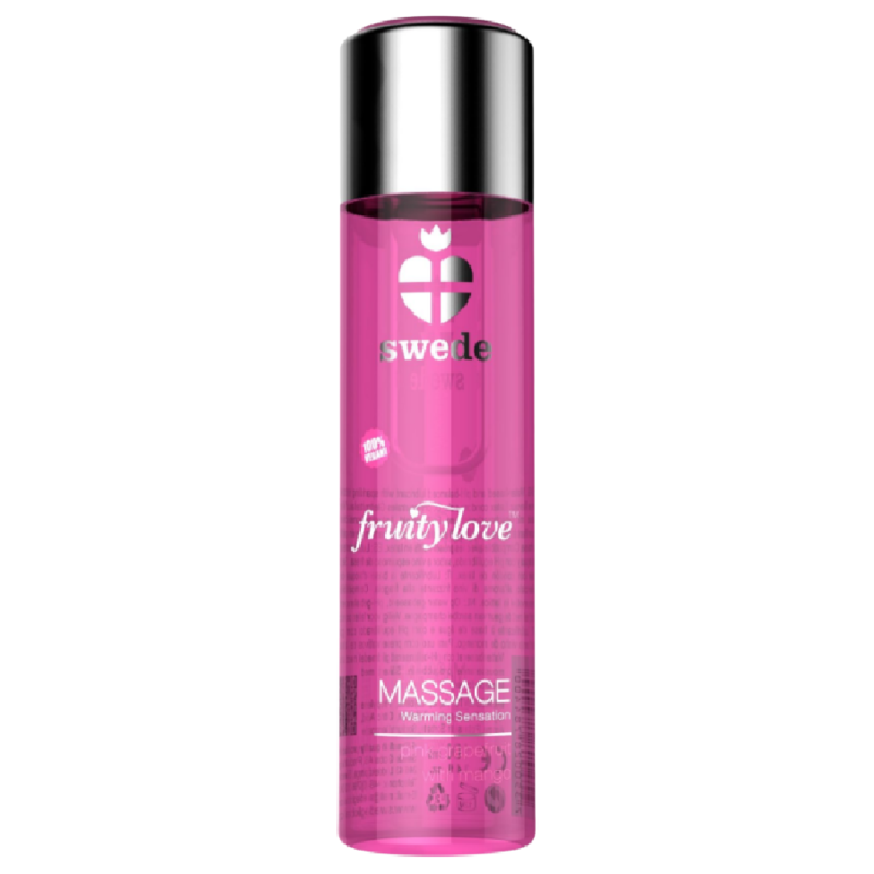 SWEDE Fruity Love Warming Effect Massage Oil Pink Raspberry and Rhubarb