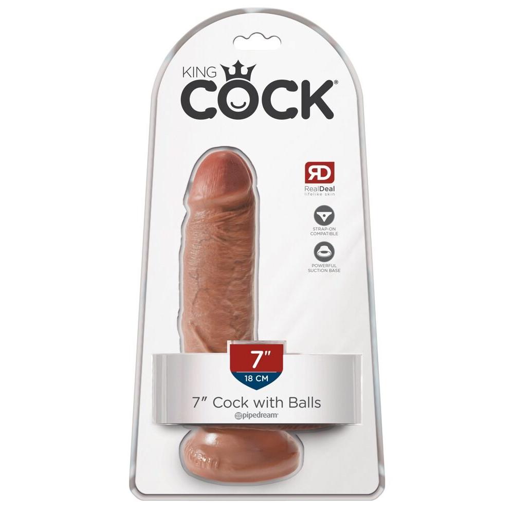 King Cock With Balls 7 Inch Tan