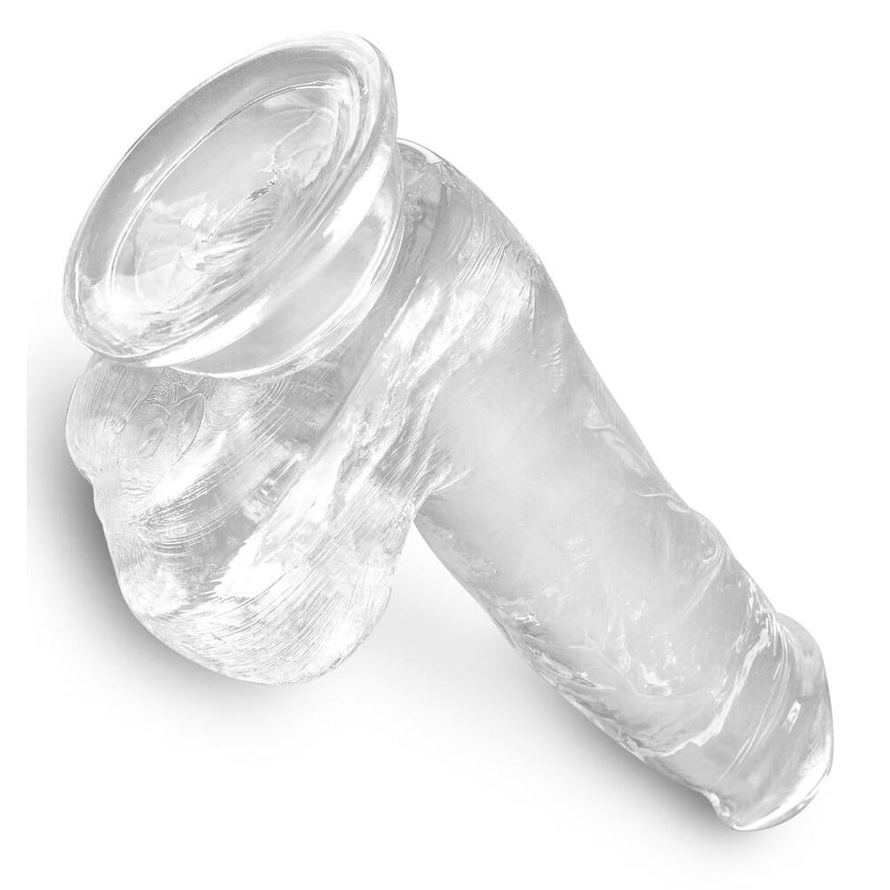 Gjennomsiktig King Cock naturdildo med sugekopp, realistiske årer og testikler.